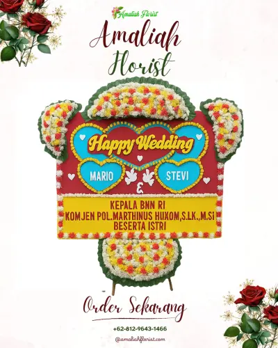 Karangan Papan Bunga Pernikahan di Ciandur